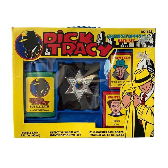 Dick Tracy Vintage Grimestoppers Bath Set Vintage New - Picture 1 of 9